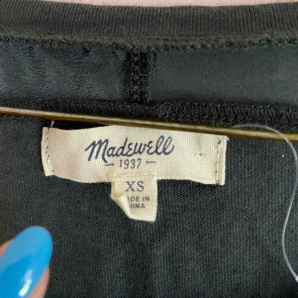 Madewell Size extra small green silk hem long sleeve blouse dolman sage green - Picture 4 of 6